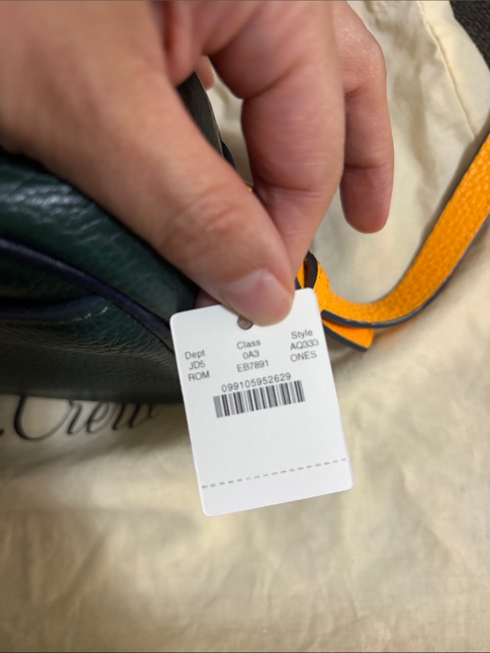 J. Crew Green, Blue & Yellow Colorblock Leather Messenger Bag - Picture 6 of 7
